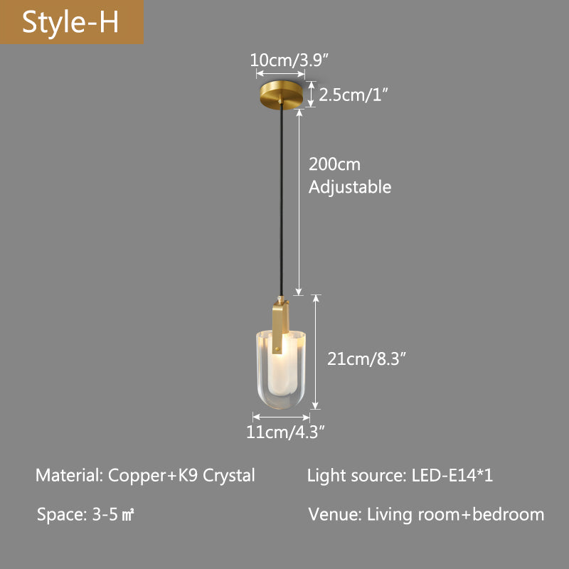 Copper Crystal Pendant Light Multiple Styles Available – Crystal detail 34