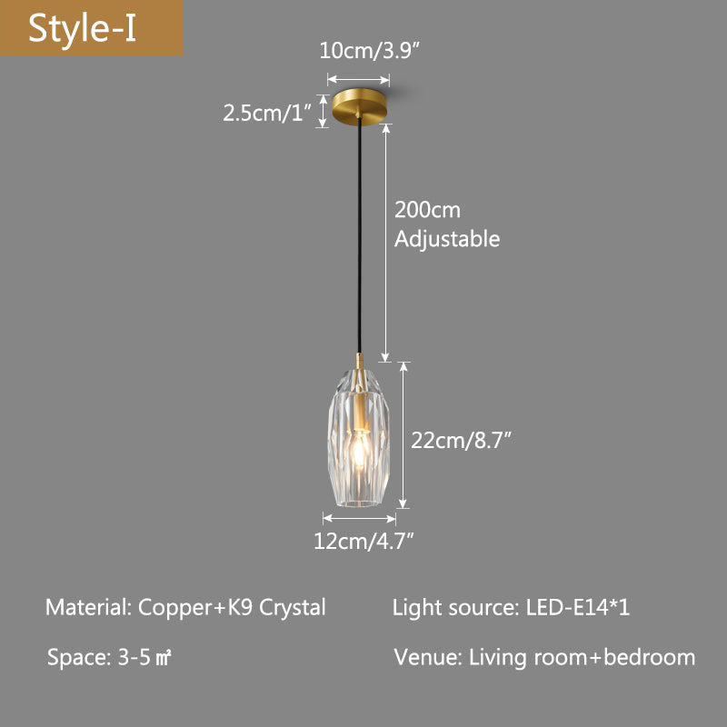 Copper Crystal Pendant Light Multiple Styles Available – Crystal detail 39