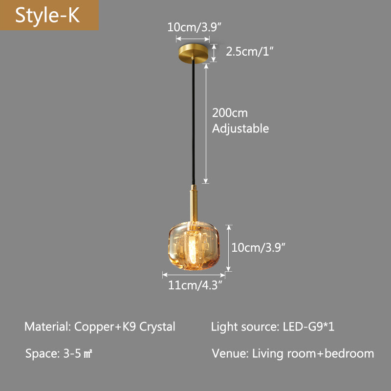 Copper Crystal Pendant Light Multiple Styles Available – Crystal detail 45