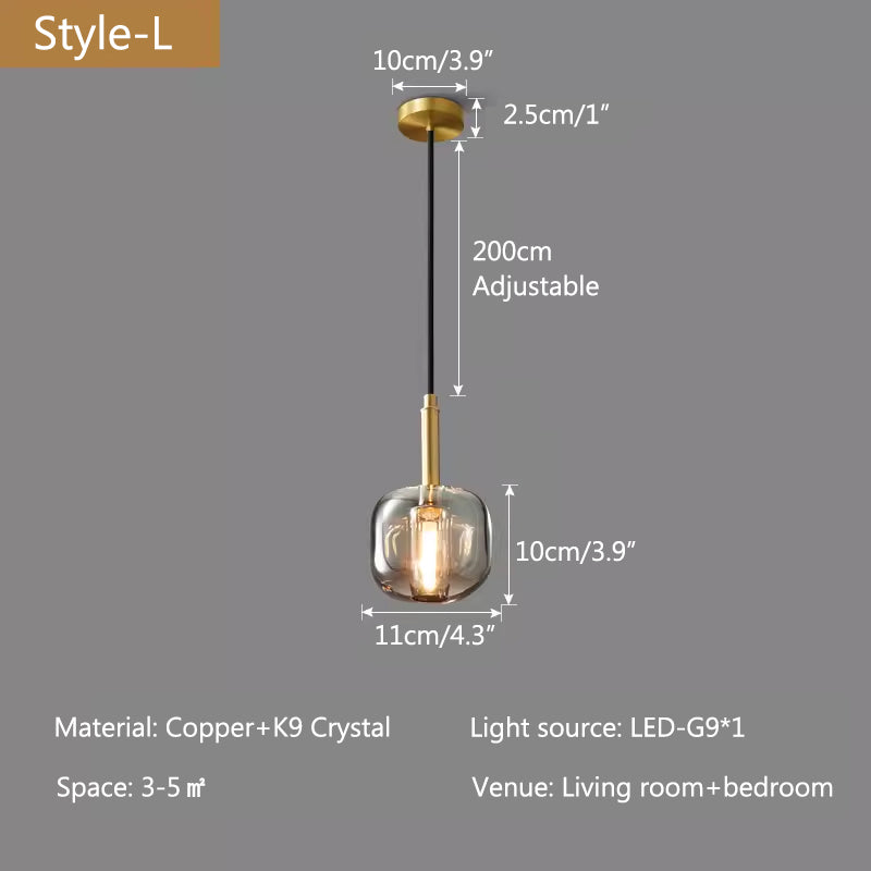 Copper Crystal Pendant Light Multiple Styles Available – Crystal detail 48
