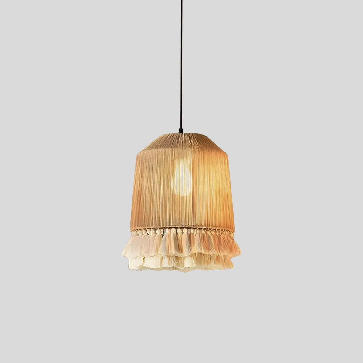 Boho Vintage Twine Fringe Pendant Light – detail 3