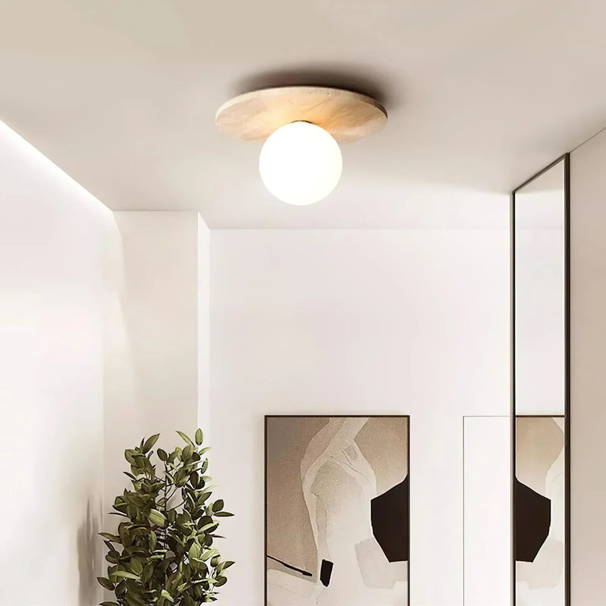 Tanner Disc Travertine Ceiling Light – Travertine detail 2