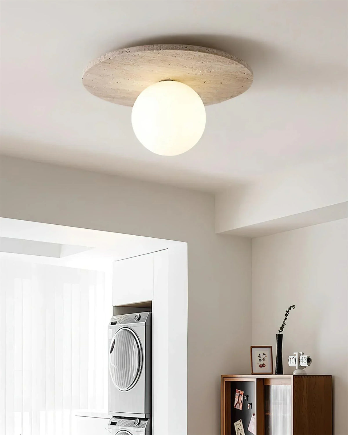 Tanner Disc Travertine Ceiling Light – Travertine detail 6