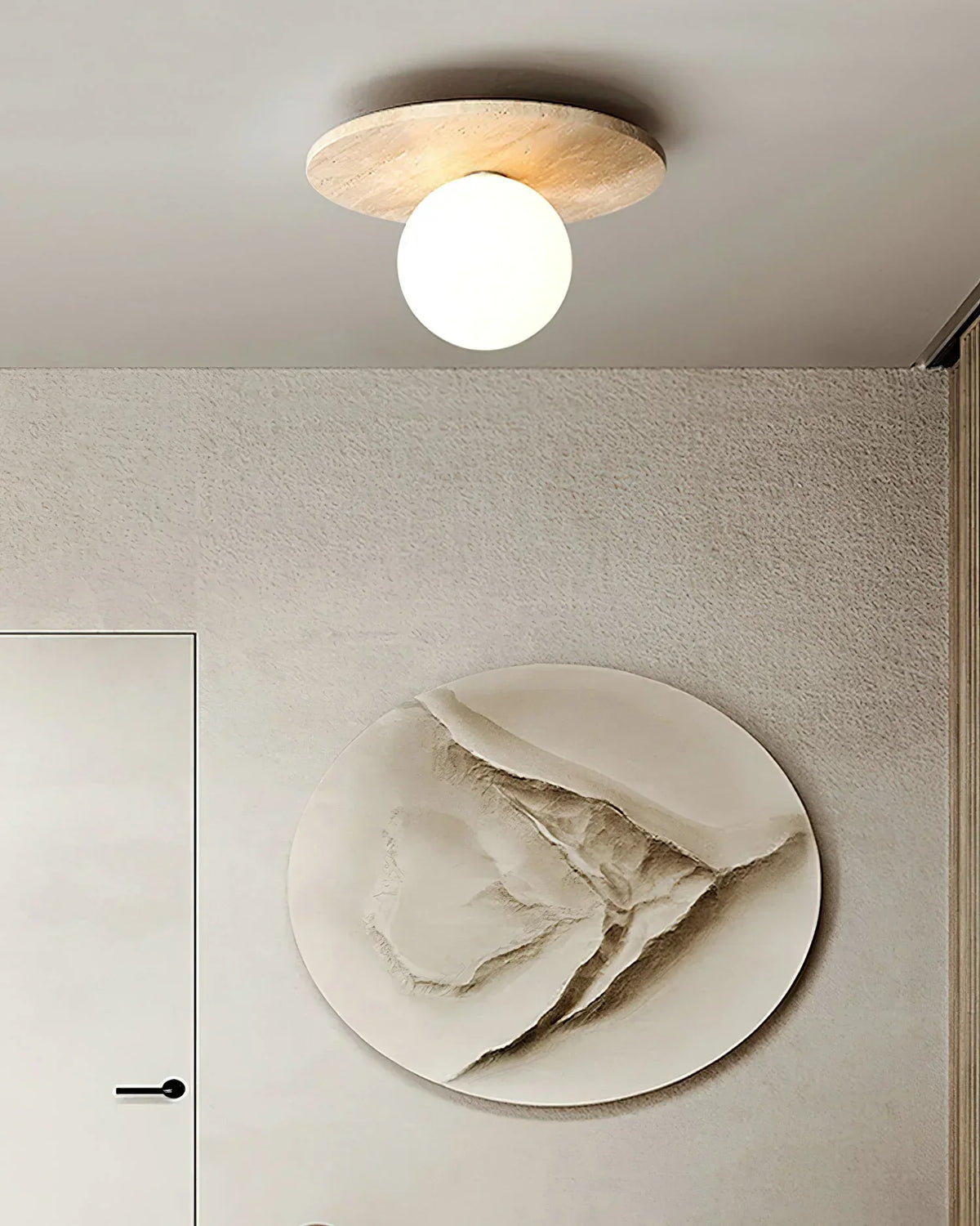 Tanner Disc Travertine Ceiling Light – Travertine detail 5