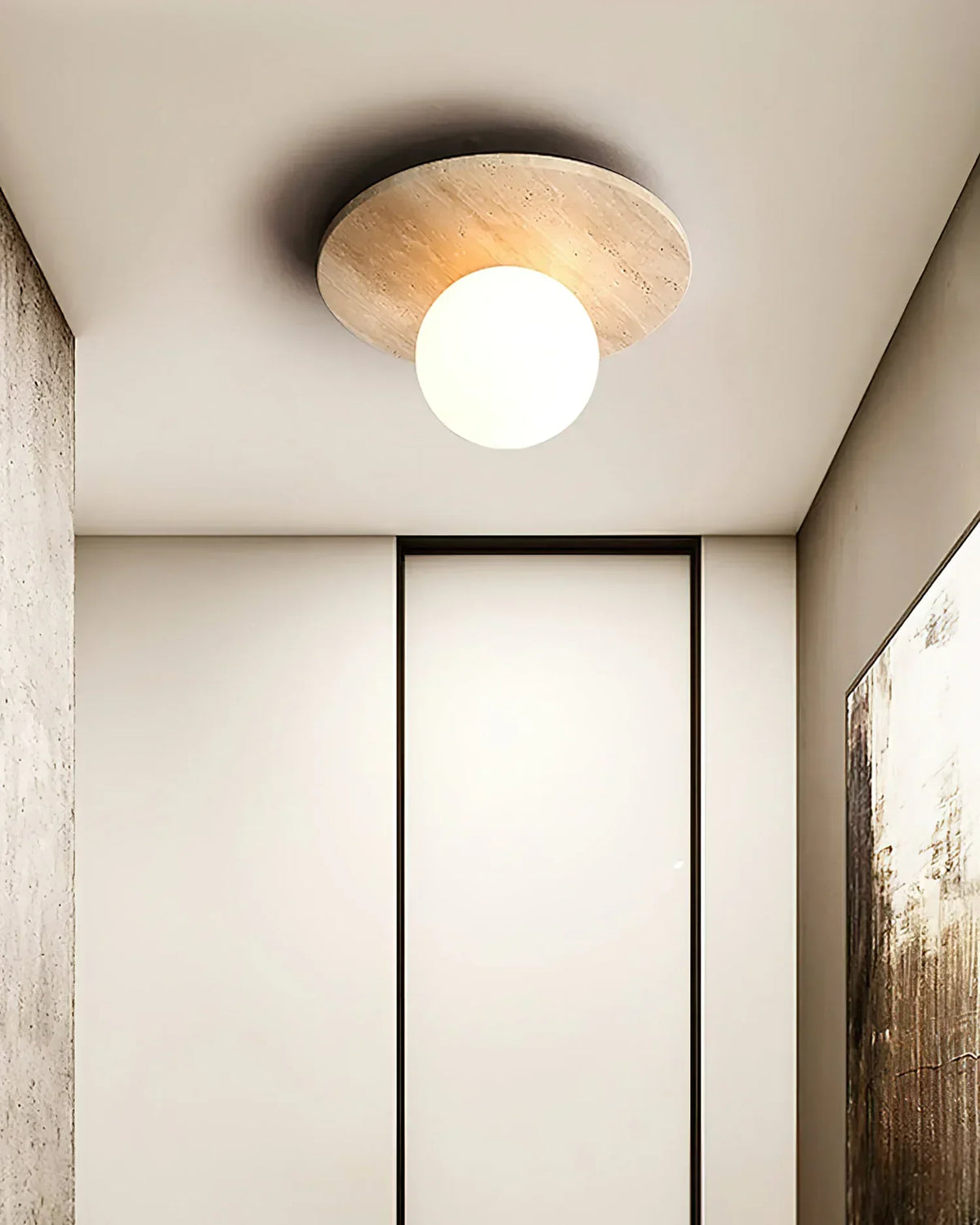 Tanner Disc Travertine Ceiling Light – Travertine detail 7