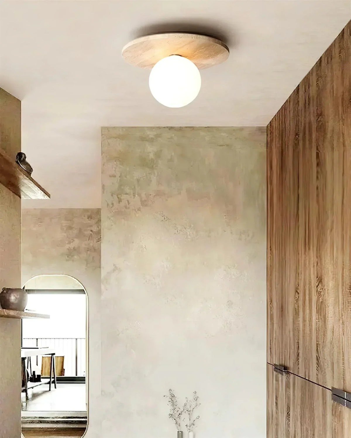 Tanner Disc Travertine Ceiling Light – Travertine detail 3
