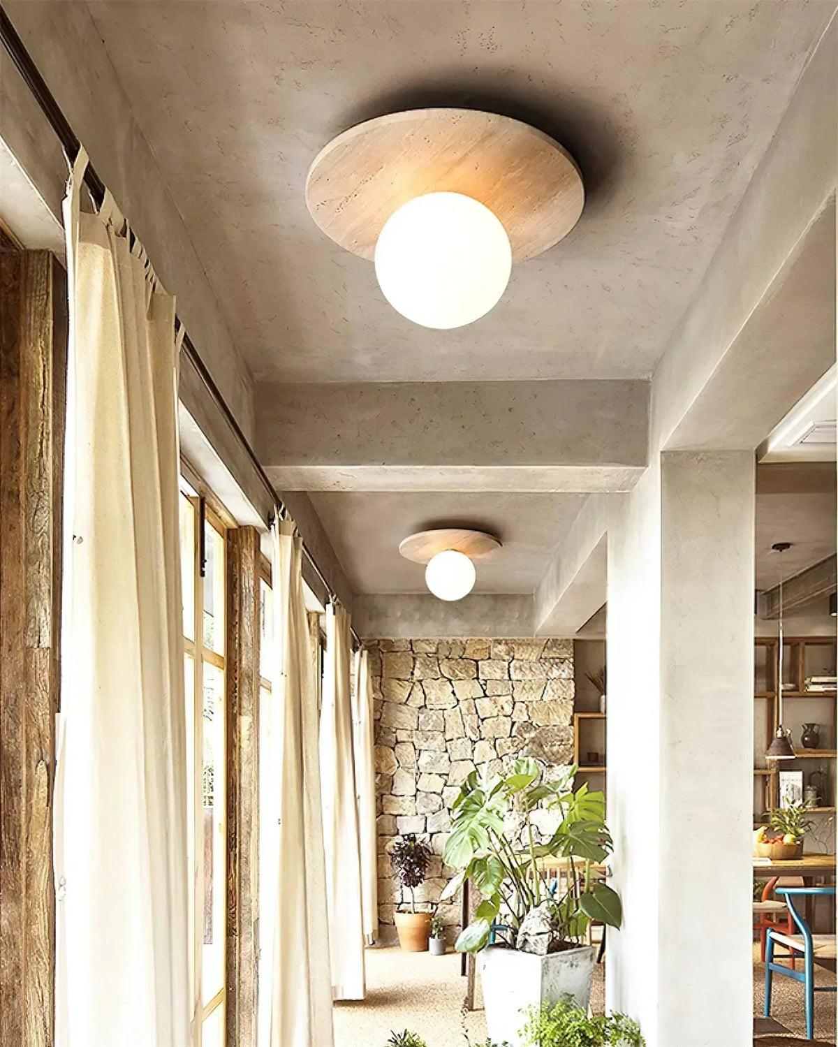 Tanner Disc Travertine Ceiling Light – Travertine detail 4