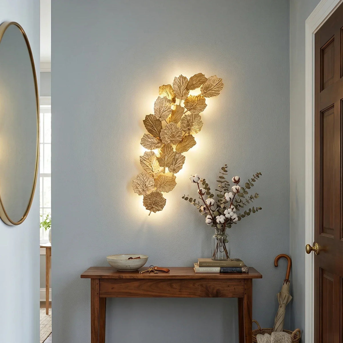 Forest Canopy Brass Leaf Wall Sconce – Brass detail 5