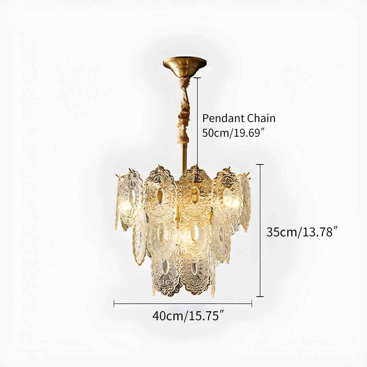 Tiered Textured Glass Chandelier – Glass detail 12