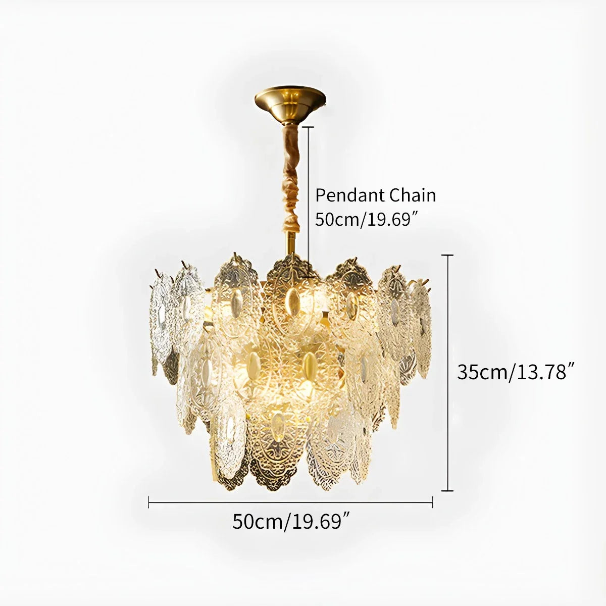 Tiered Textured Glass Chandelier – Glass detail 16