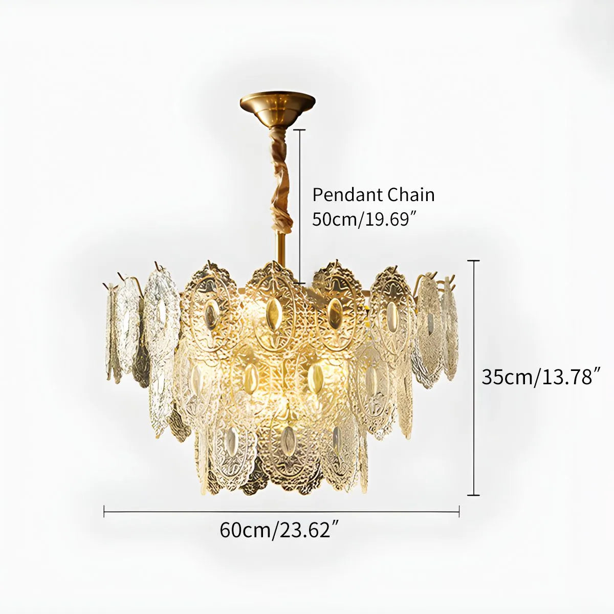 Tiered Textured Glass Chandelier – Glass detail 20