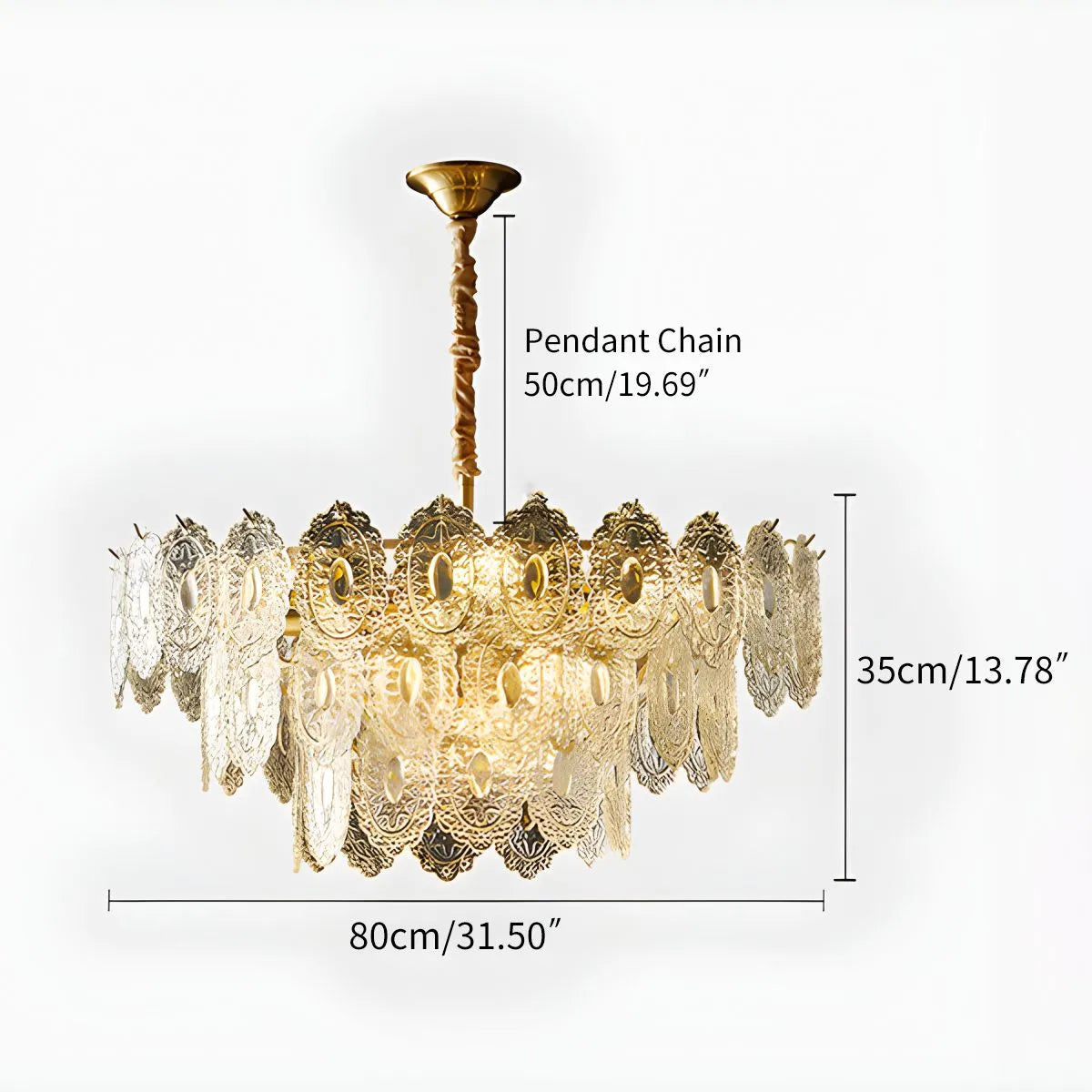 Tiered Textured Glass Chandelier – Glass detail 24