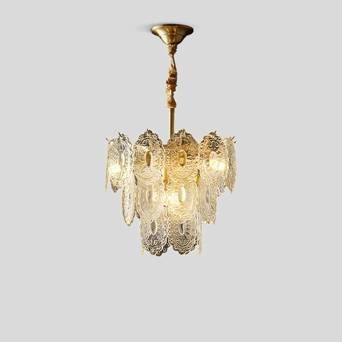 Tiered Textured Glass Chandelier – Glass detail 10