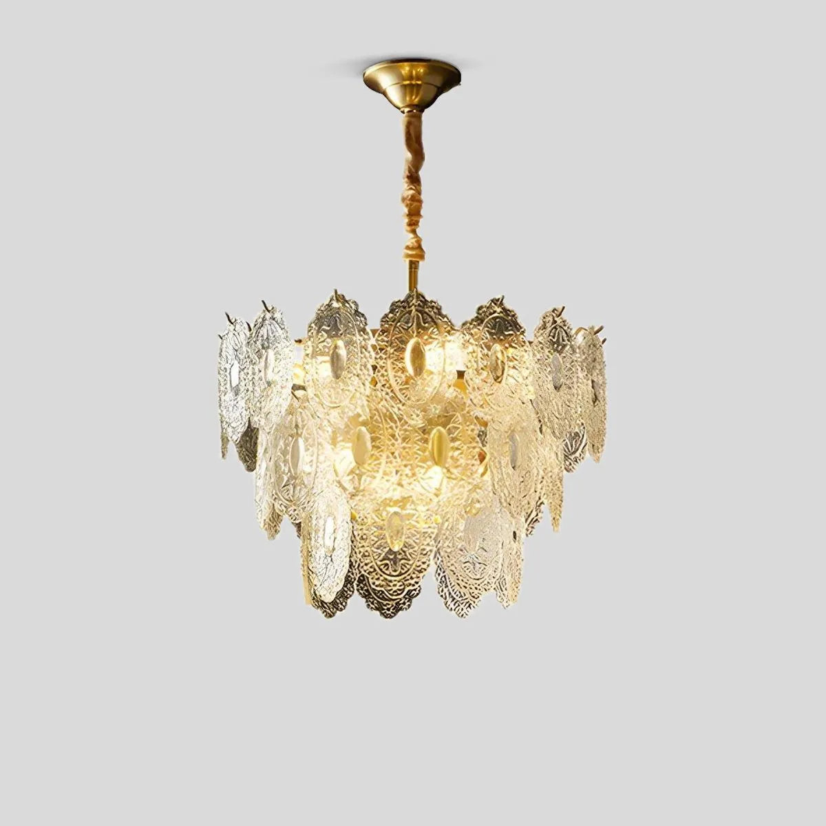Tiered Textured Glass Chandelier – Glass detail 13