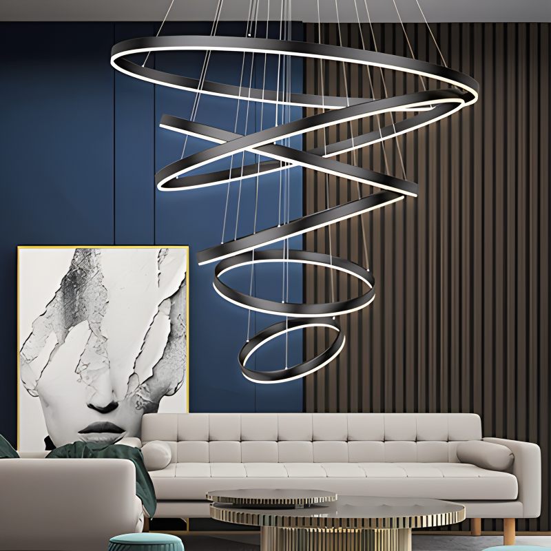 Tiered Ring Chandelier with Multi-Layer Rings – detail 12