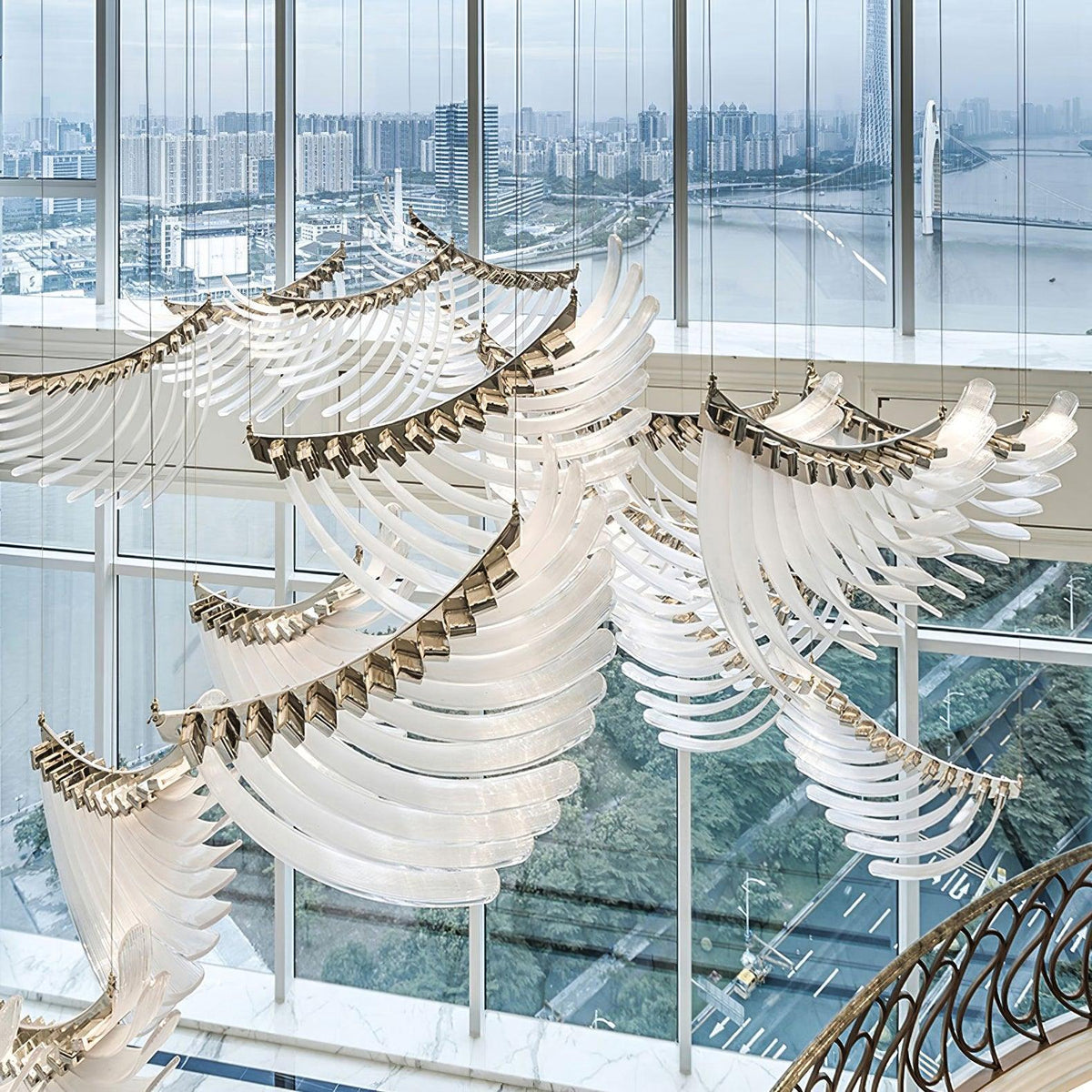Tiered Palmette Steel Chandelier – Steel detail 2