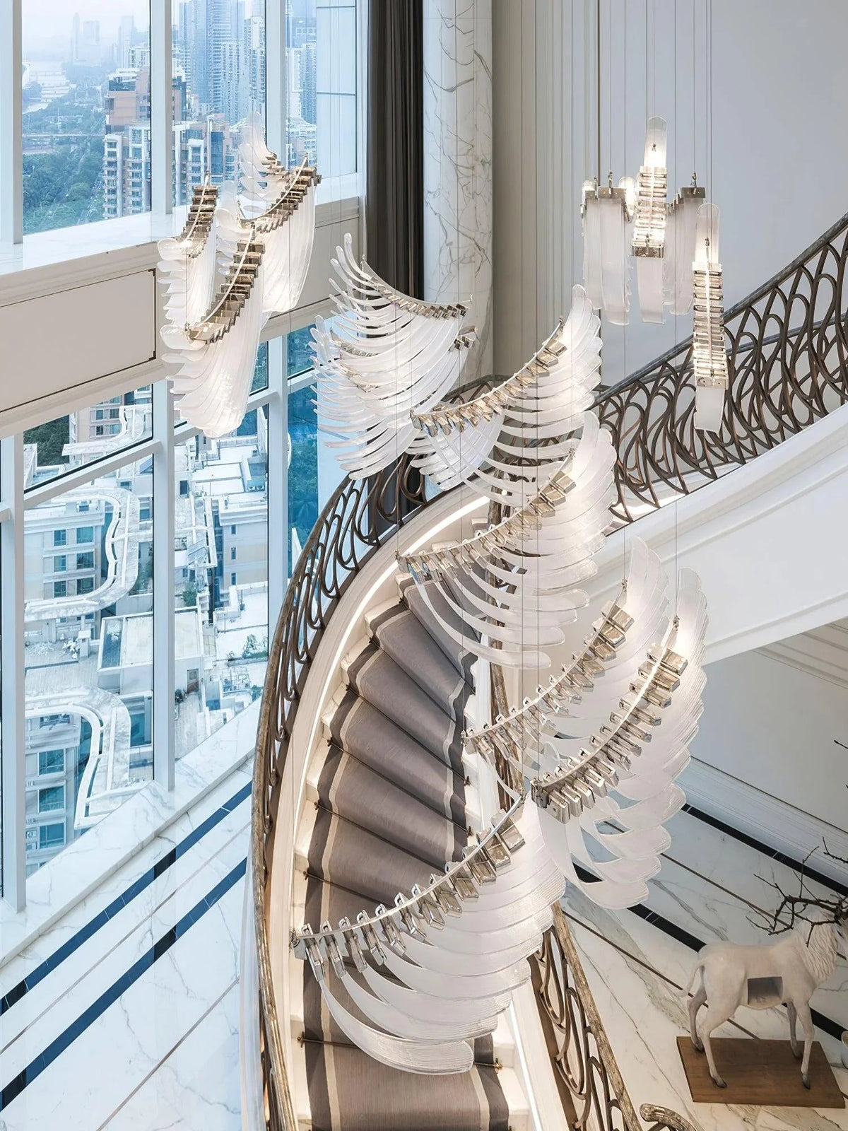 Tiered Palmette Steel Chandelier – Steel detail 17