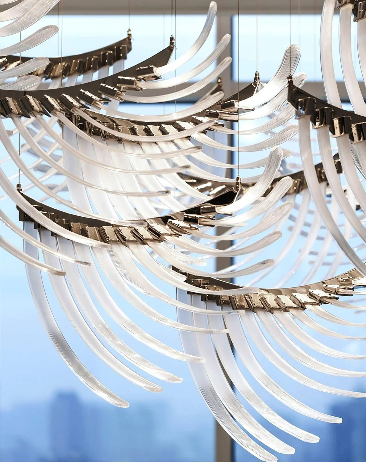 Tiered Palmette Steel Chandelier – Steel detail 15