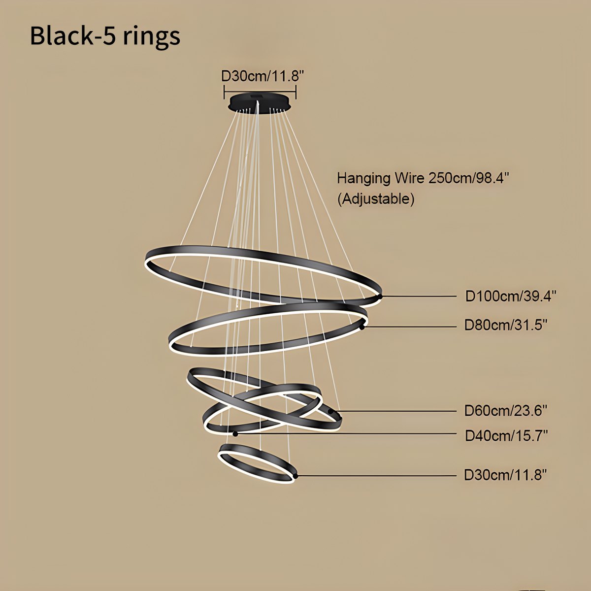 Tiered Ring Chandelier with Multi-Layer Rings – detail 9