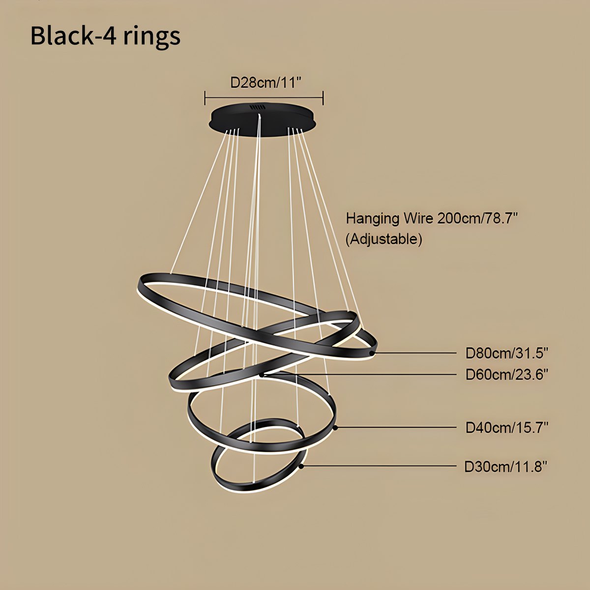 Tiered Ring Chandelier with Multi-Layer Rings – detail 4
