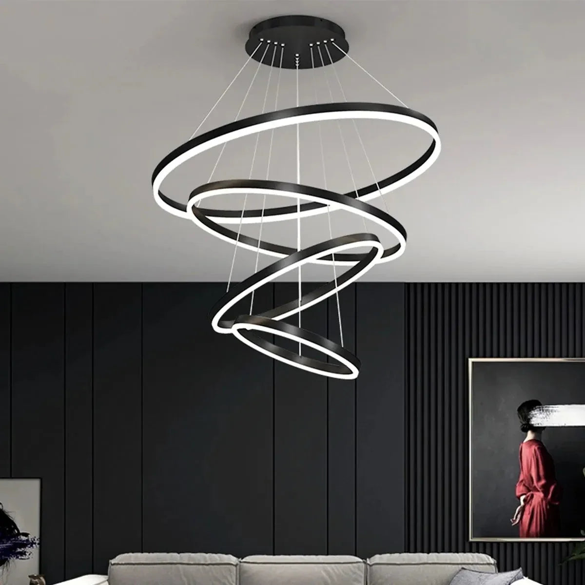Tiered Ring Chandelier with Multi-Layer Rings – detail 7