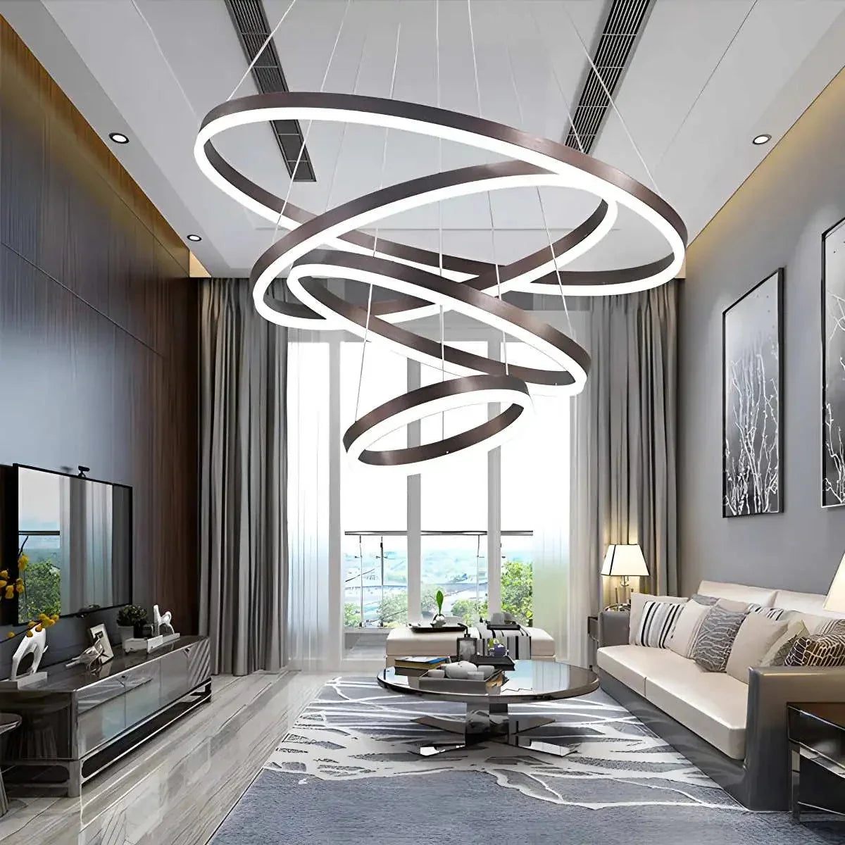 Tiered Ring Chandelier with Multi-Layer Rings – detail 25
