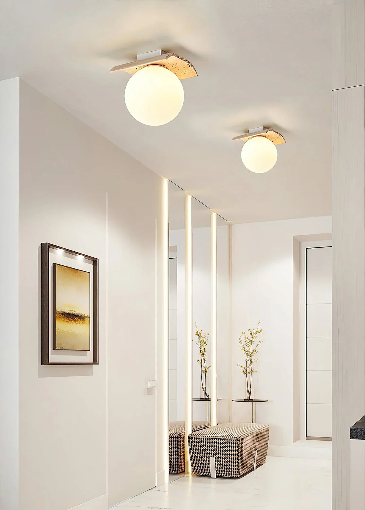 Travertine Bianca Globe Ceiling Lamp – Travertine detail 19