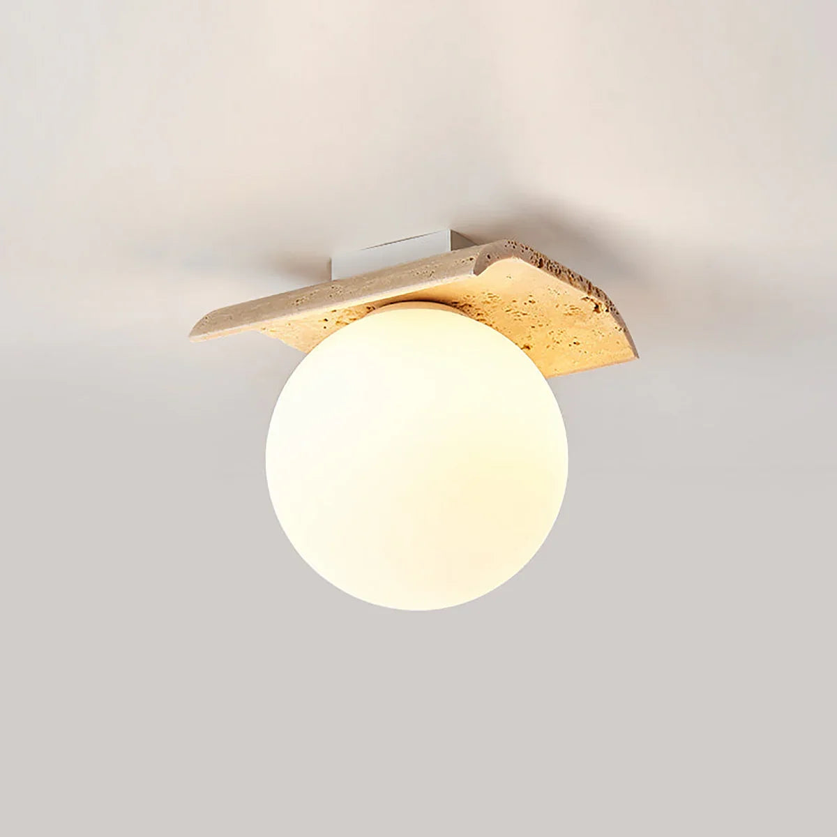 Travertine Bianca Globe Ceiling Lamp – Travertine detail 9