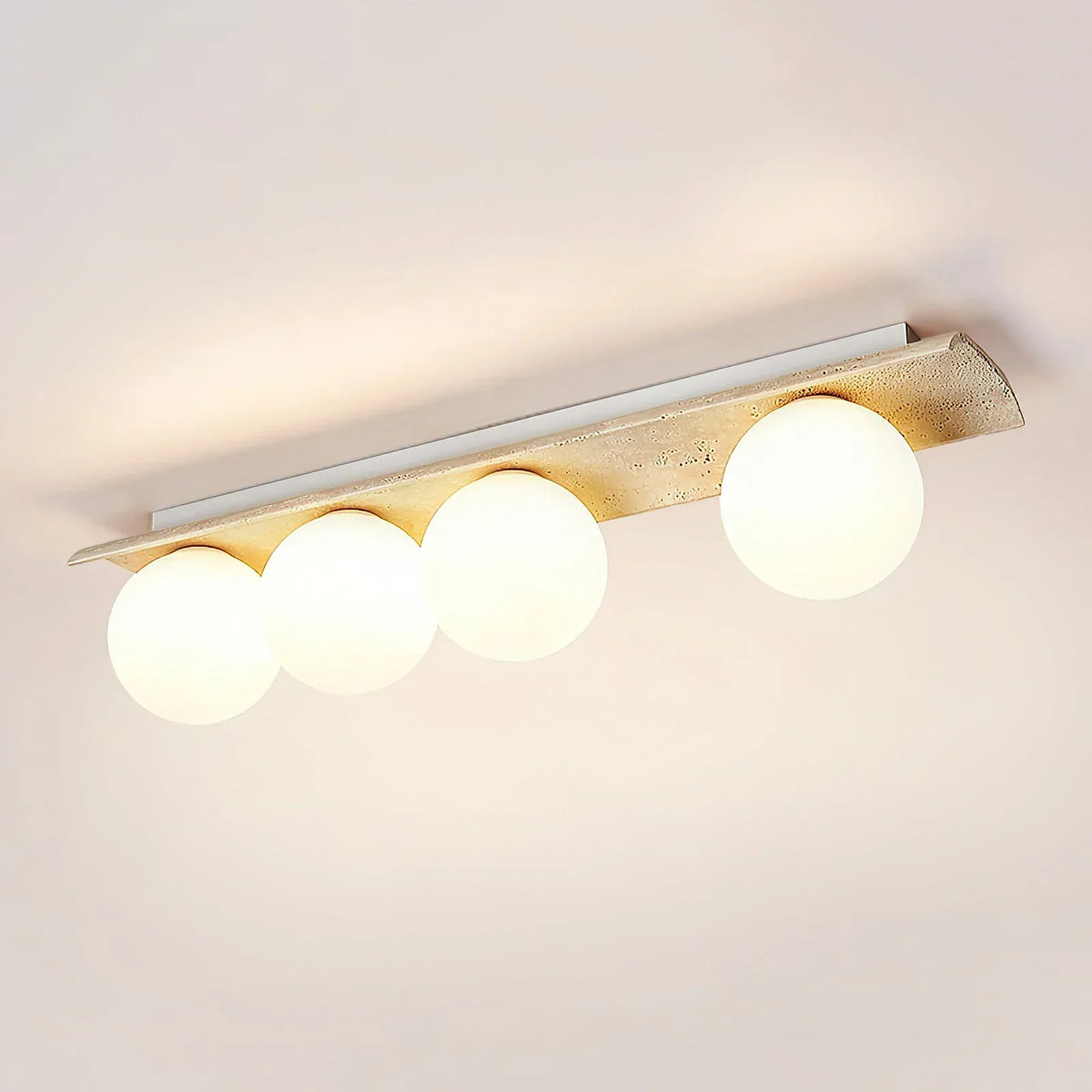 Travertine Bianca Globe Ceiling Lamp – Travertine detail 14