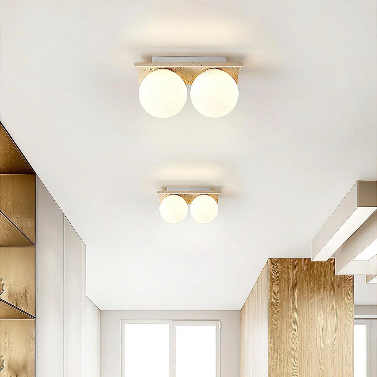 Travertine Bianca Globe Ceiling Lamp – Travertine detail 4