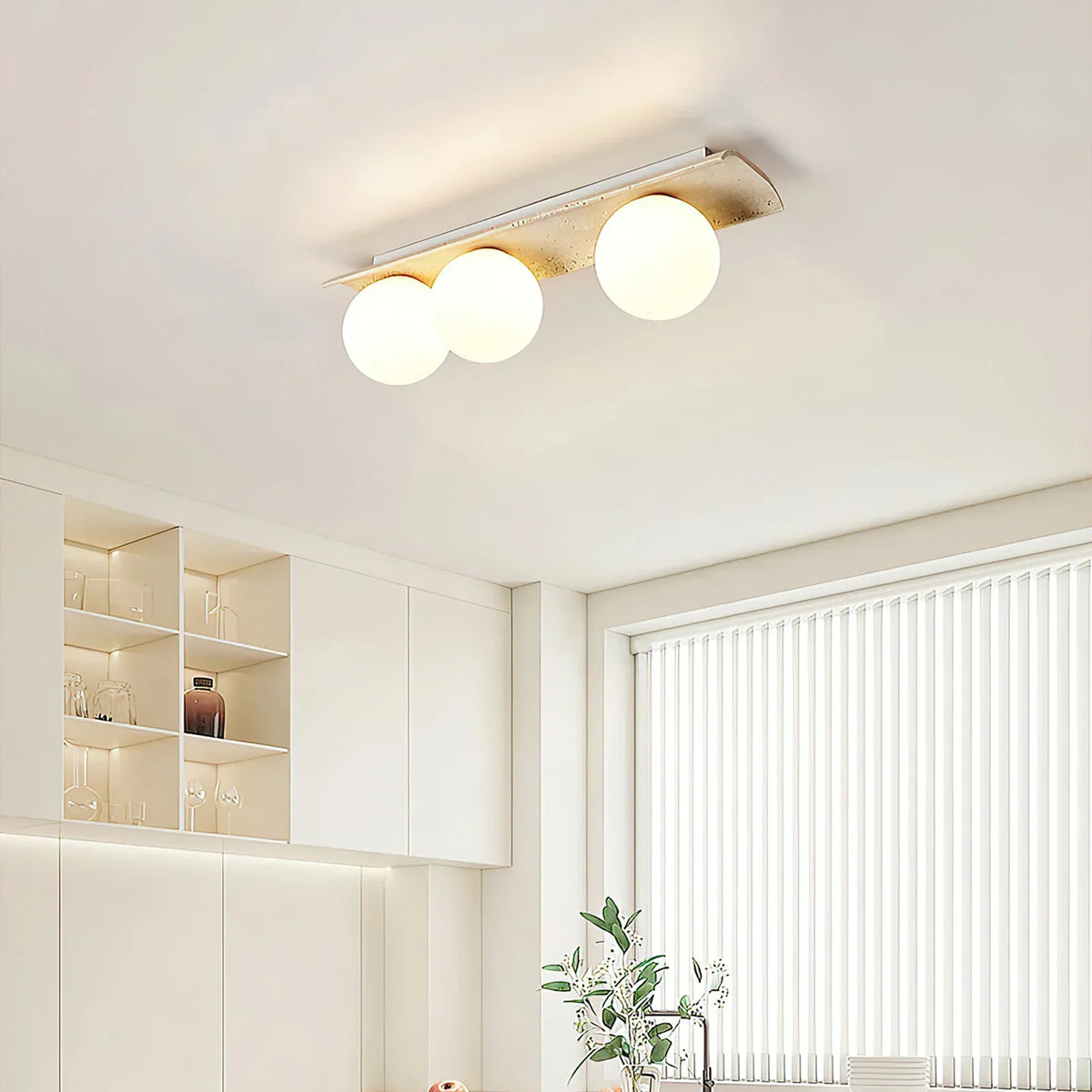 Travertine Bianca Globe Ceiling Lamp – Travertine detail 2