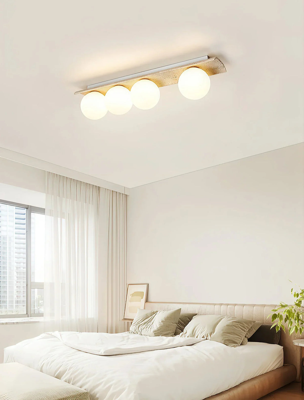 Travertine Bianca Globe Ceiling Lamp – Travertine detail 18