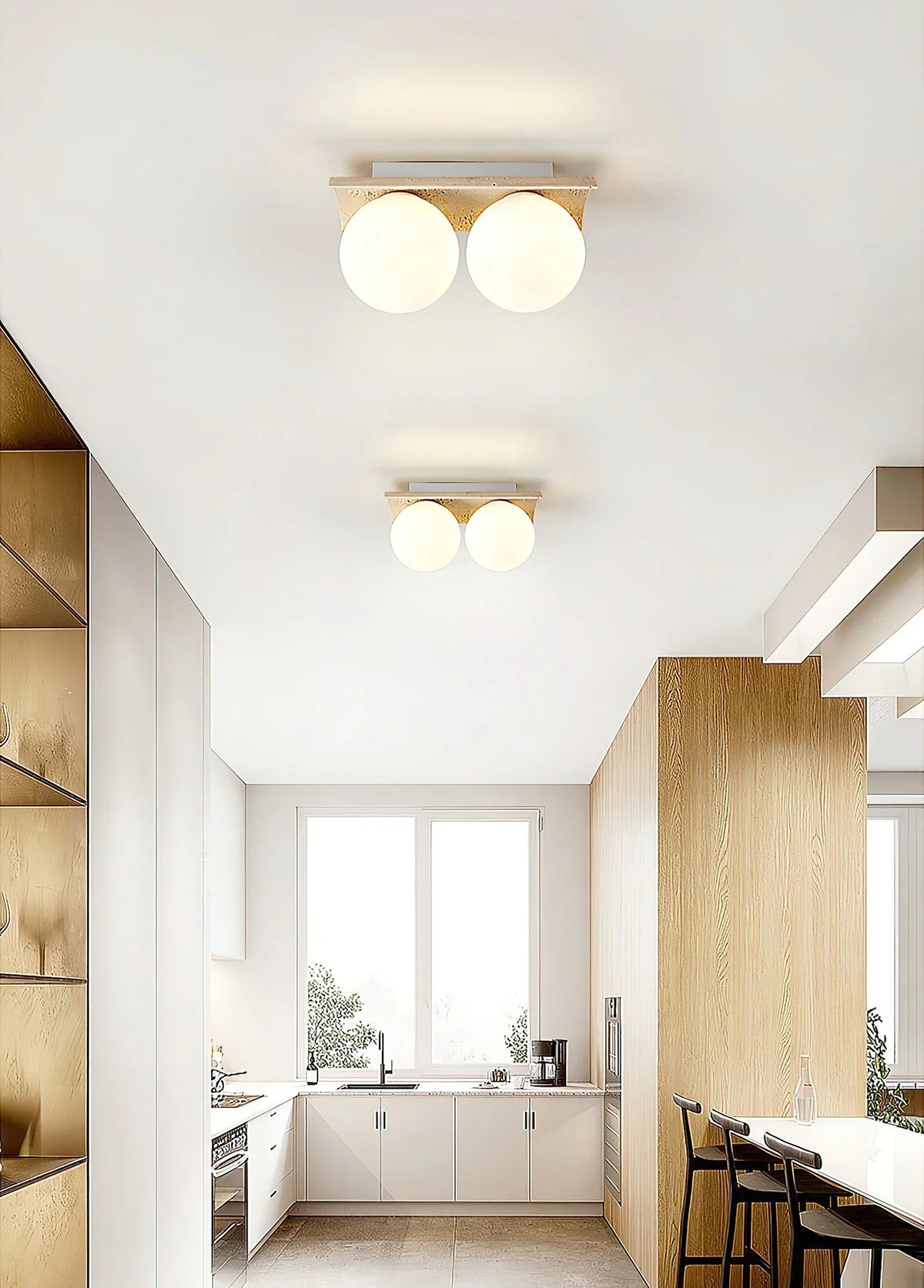 Travertine Bianca Globe Ceiling Lamp – Travertine detail 20