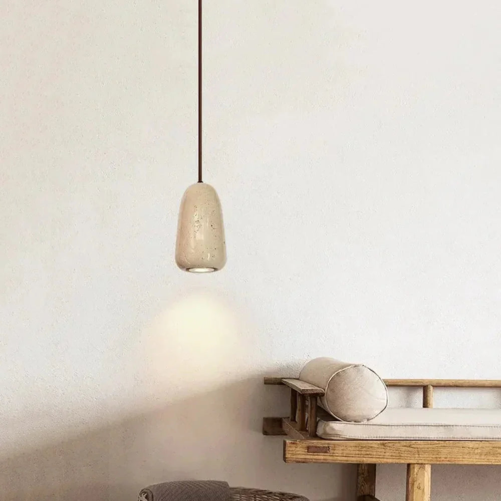 Travertine Brrskbk Cylindrical Pendant Light – Travertine detail 5