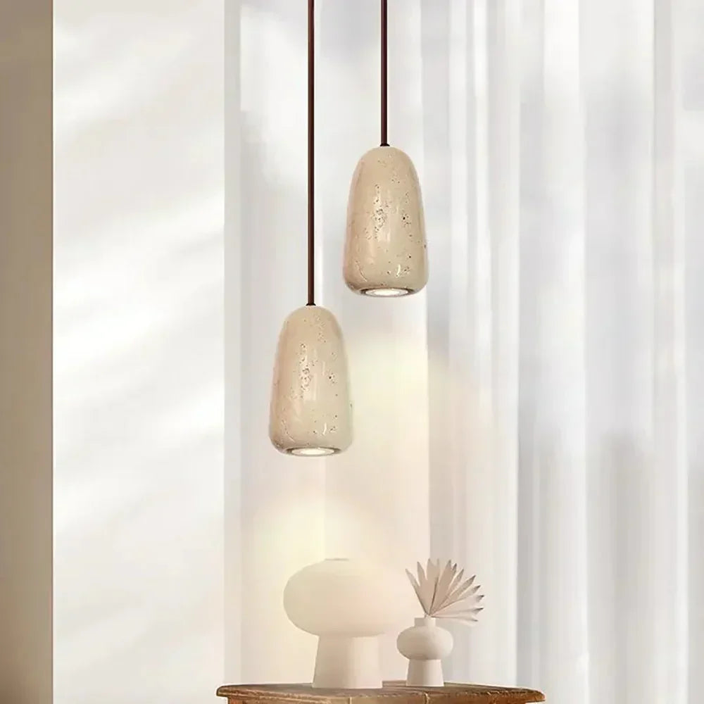 Travertine Brrskbk Cylindrical Pendant Light – Travertine detail 4