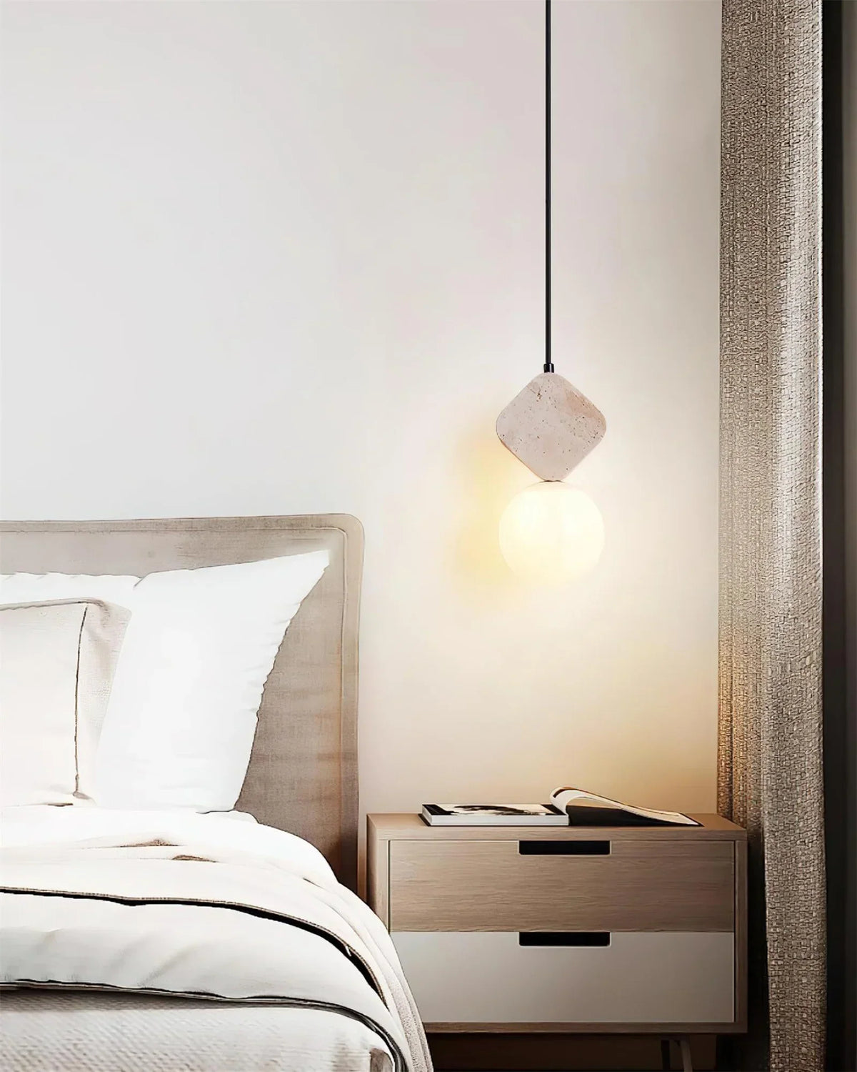 Travertine Cenari Sculpture Pendant Lamp – Travertine detail 7