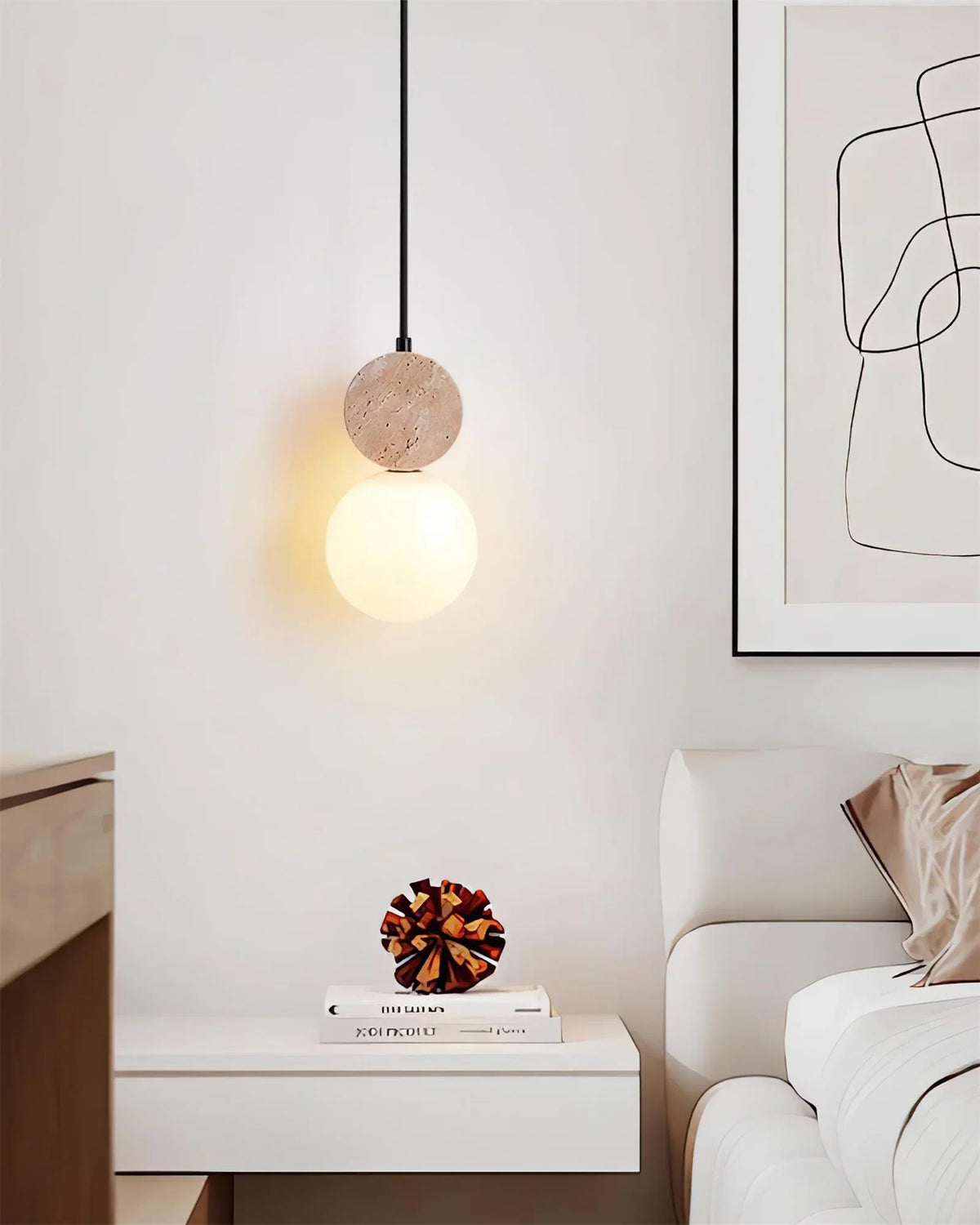 Travertine Cenari Sculpture Pendant Lamp – Travertine detail 4