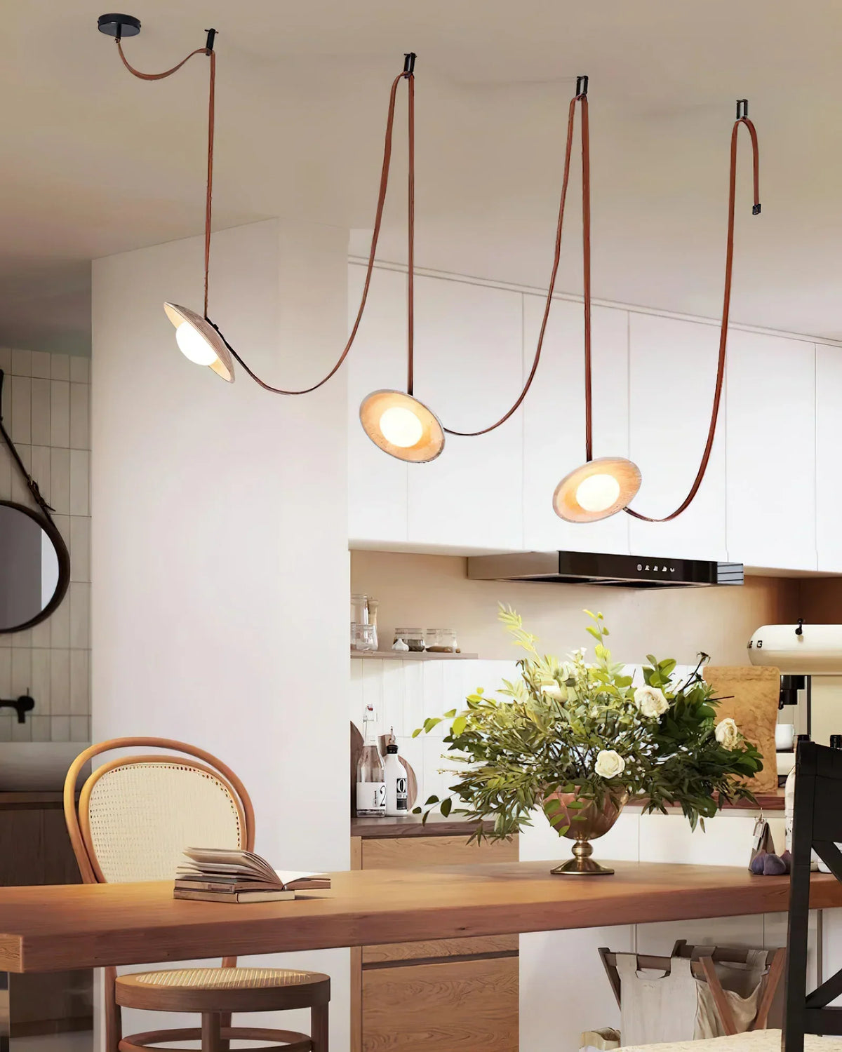 Travertine Lasso Stone Leather Chandelier – Travertine detail 5