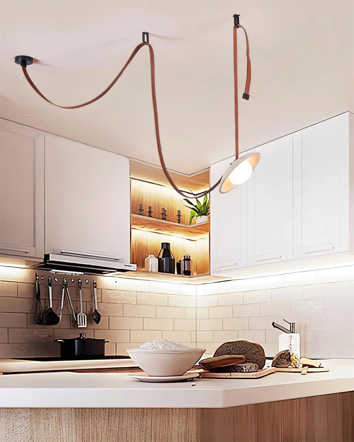Travertine Lasso Stone Leather Chandelier – Travertine detail 8