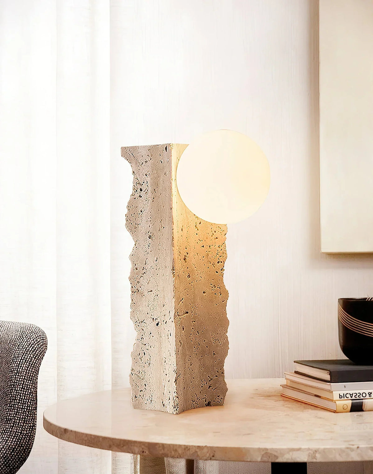 Travertine Conduit Table Lamp – Travertine detail 7