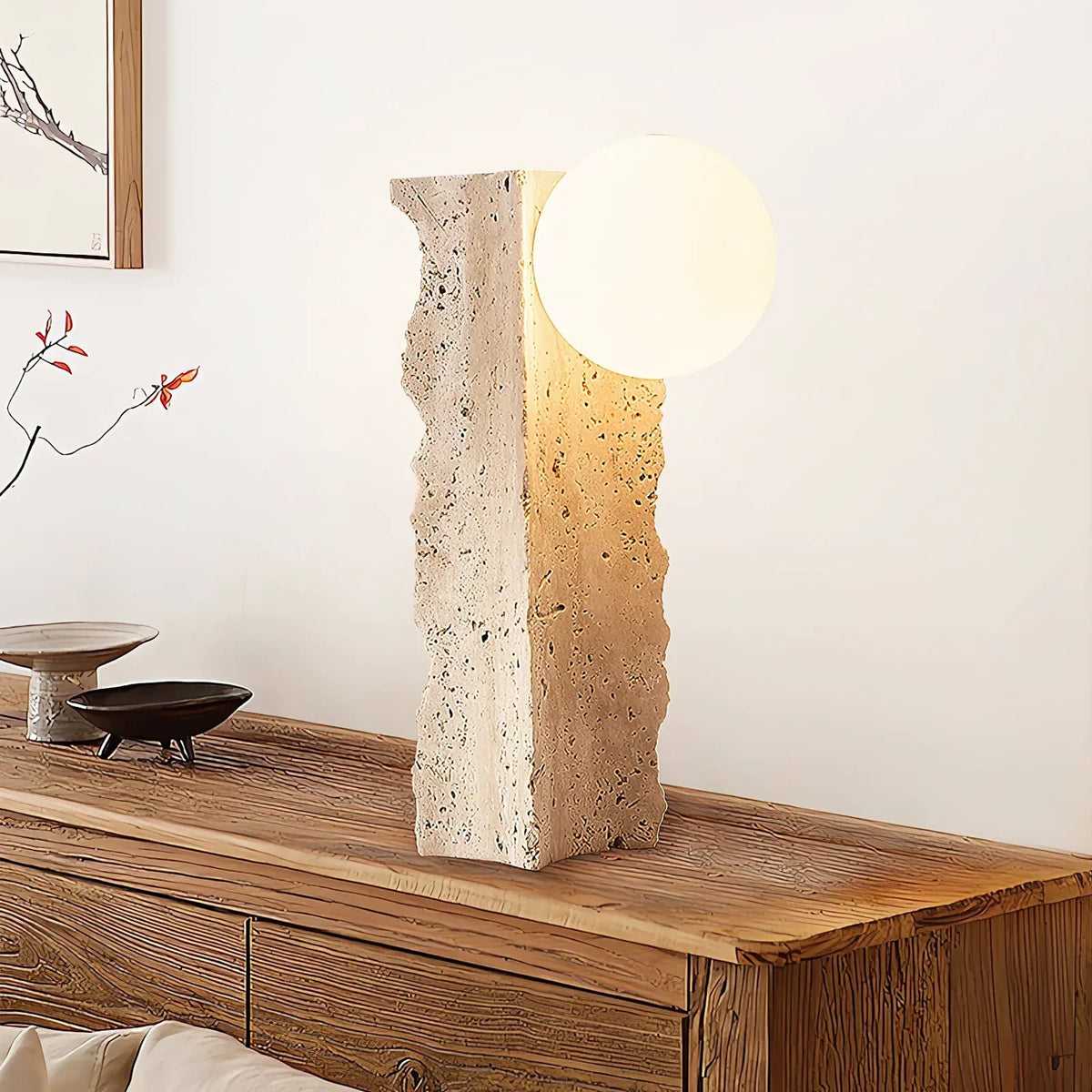 Travertine Conduit Table Lamp – Travertine detail 4