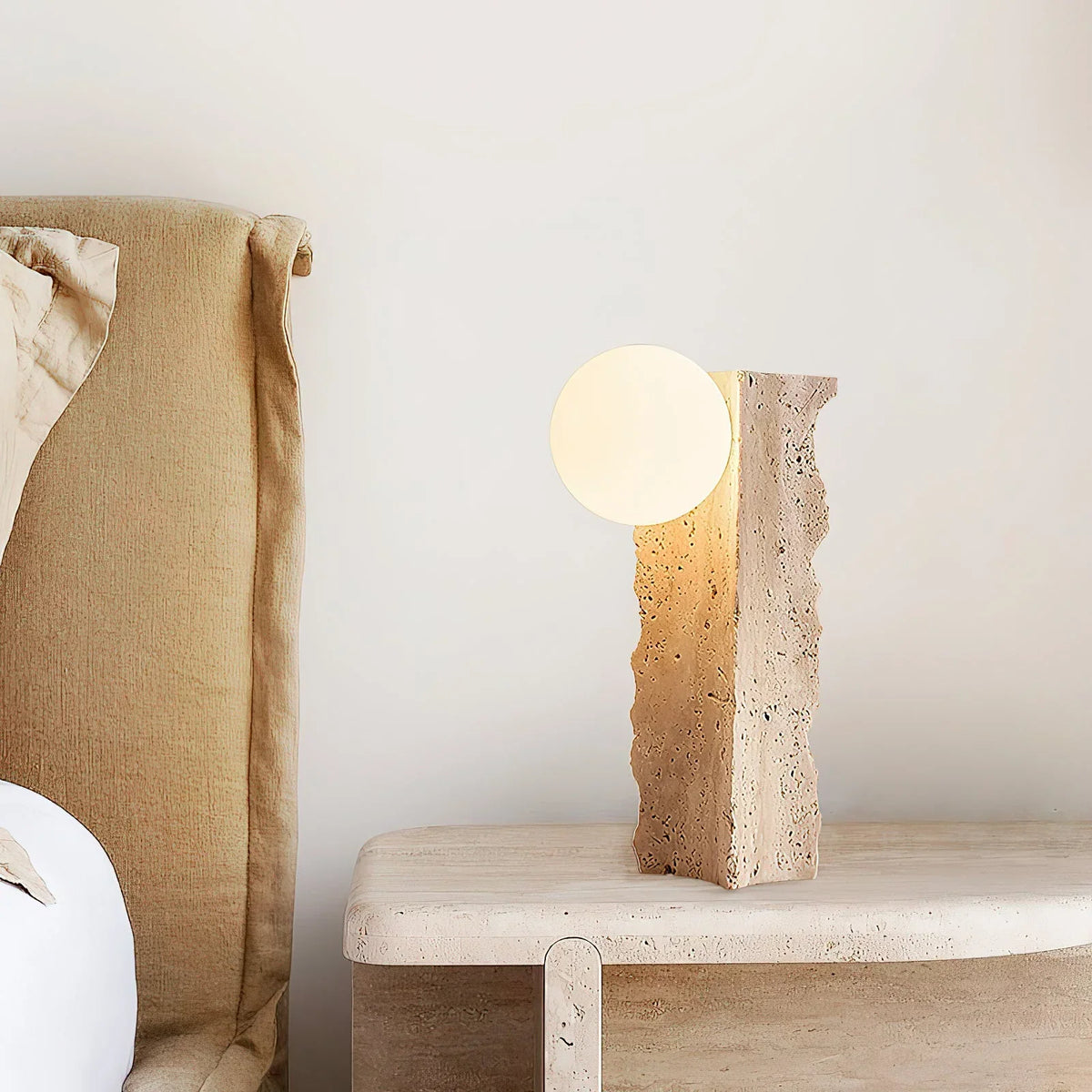 Travertine Conduit Table Lamp – Travertine detail 6