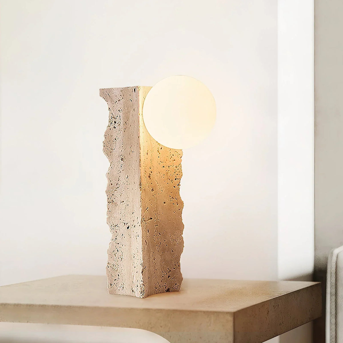Travertine Conduit Table Lamp – Travertine detail 5
