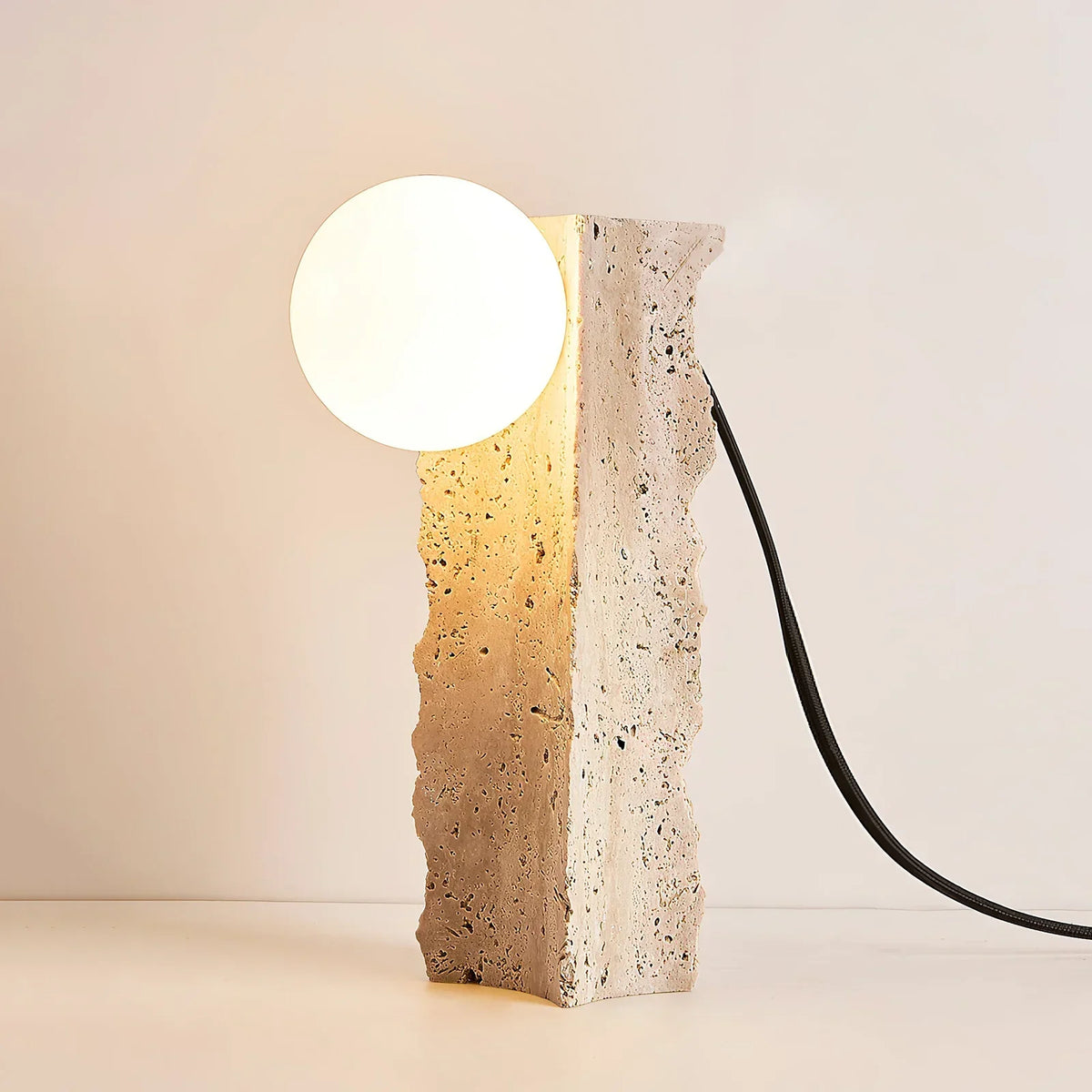 Travertine Conduit Table Lamp – Travertine detail 12