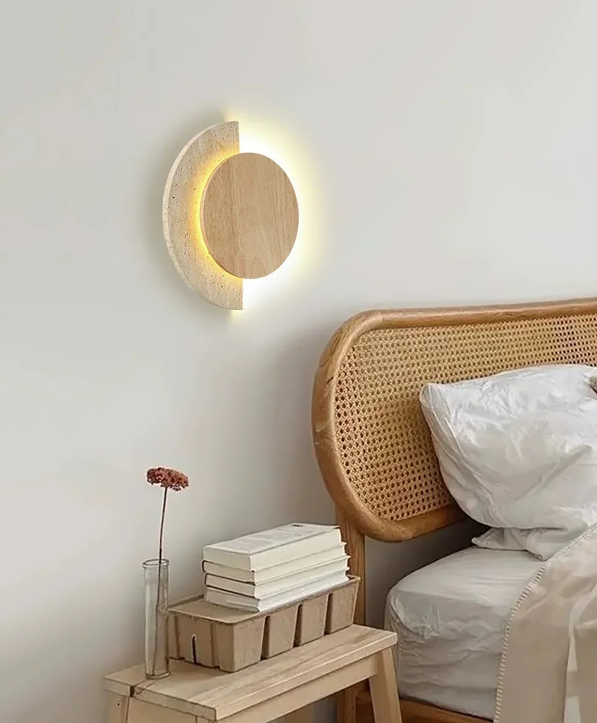 Travertine Crescent Halo Wall Sconce – Travertine detail 8