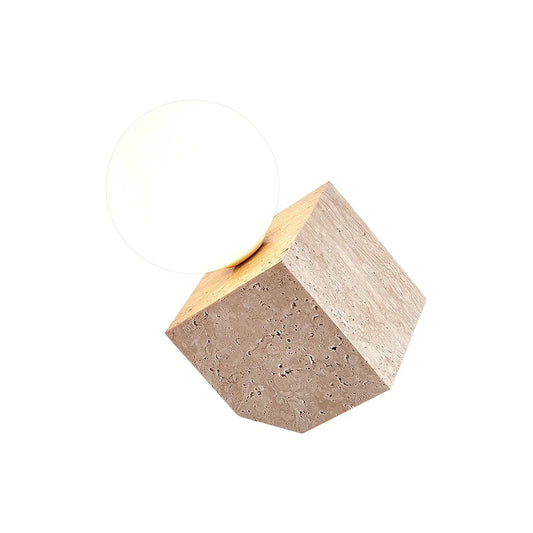 Travertine Cube Stone Table Lamp
