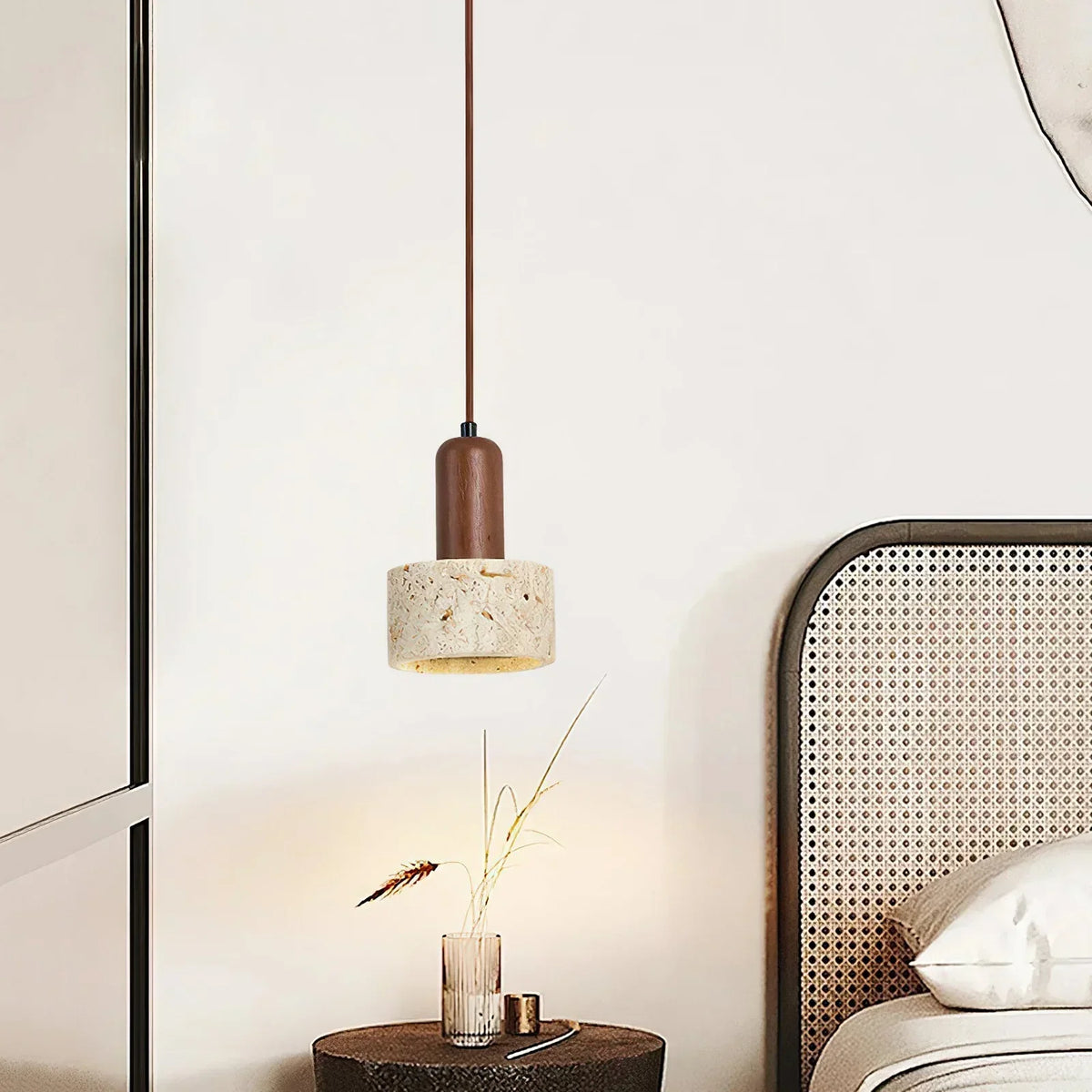 Travertine Cylinder Pendant Light – Travertine detail 5
