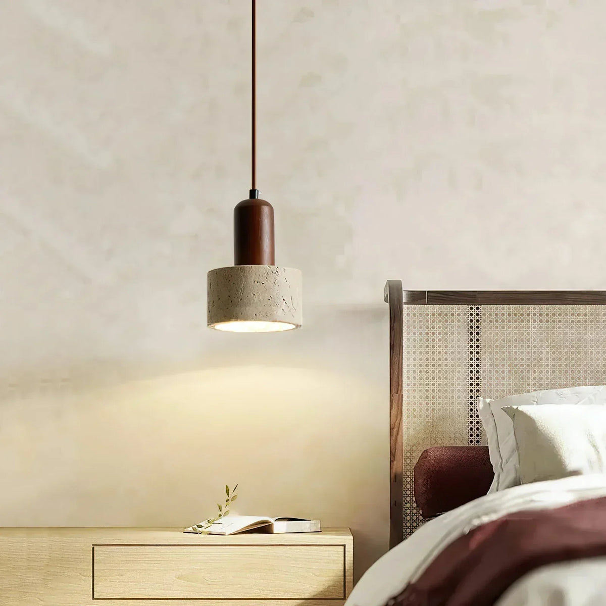Travertine Cylinder Pendant Light – Travertine detail 6