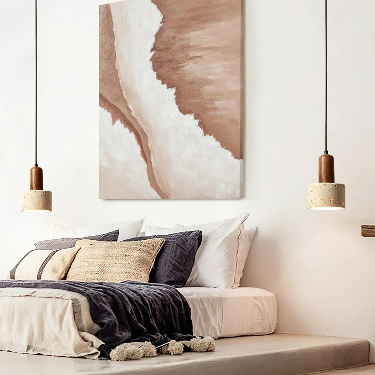 Travertine Cylinder Pendant Light – Travertine detail 8