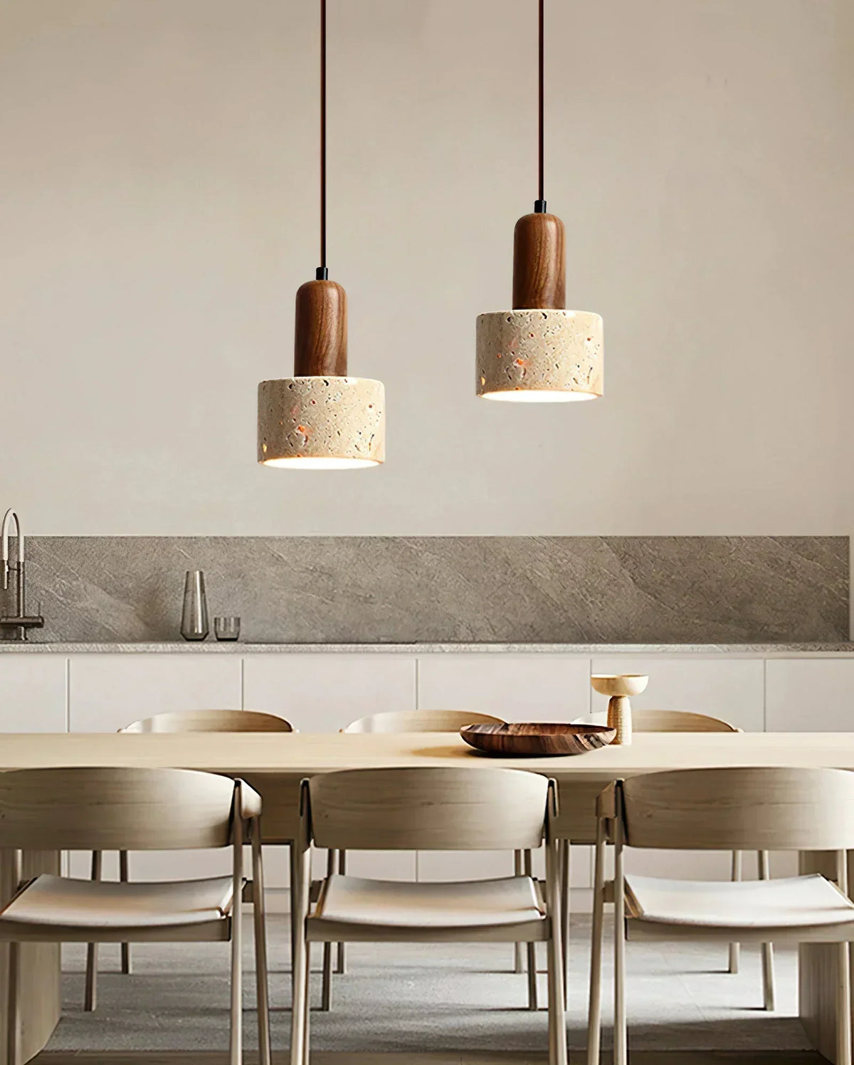 Travertine Cylinder Pendant Light – Travertine detail 13